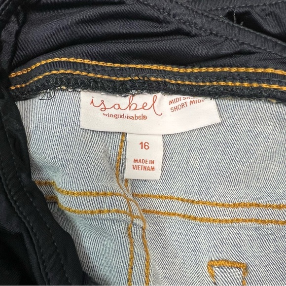 Isabel Maternity Super Stretch Blue Denim Midi Short Size 16 - Picture 8 of 9
